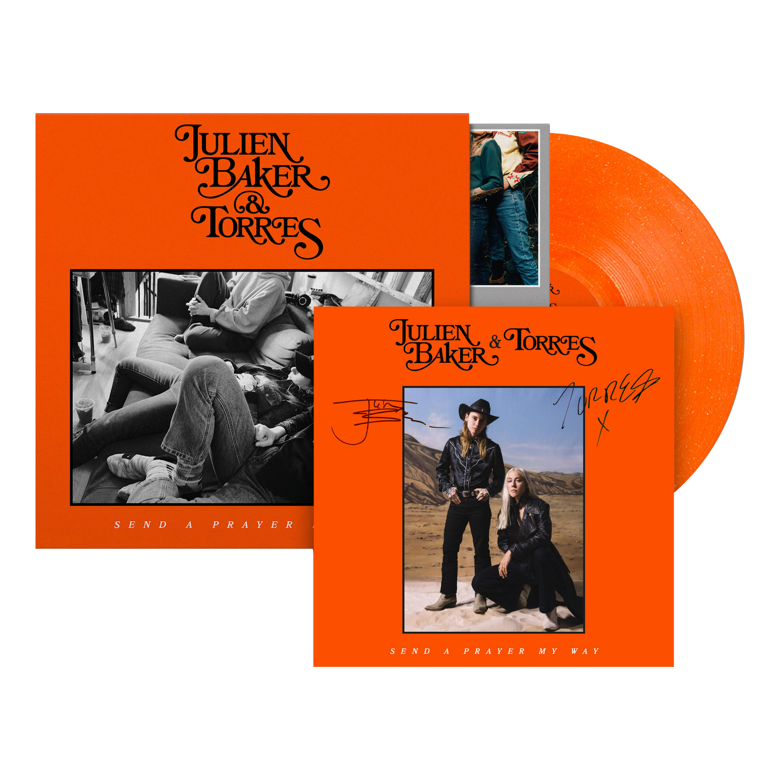 Julien Baker x TORRES Send A Prayer My Way (Orange Glitter Crush) Vinyl LP SIGNED